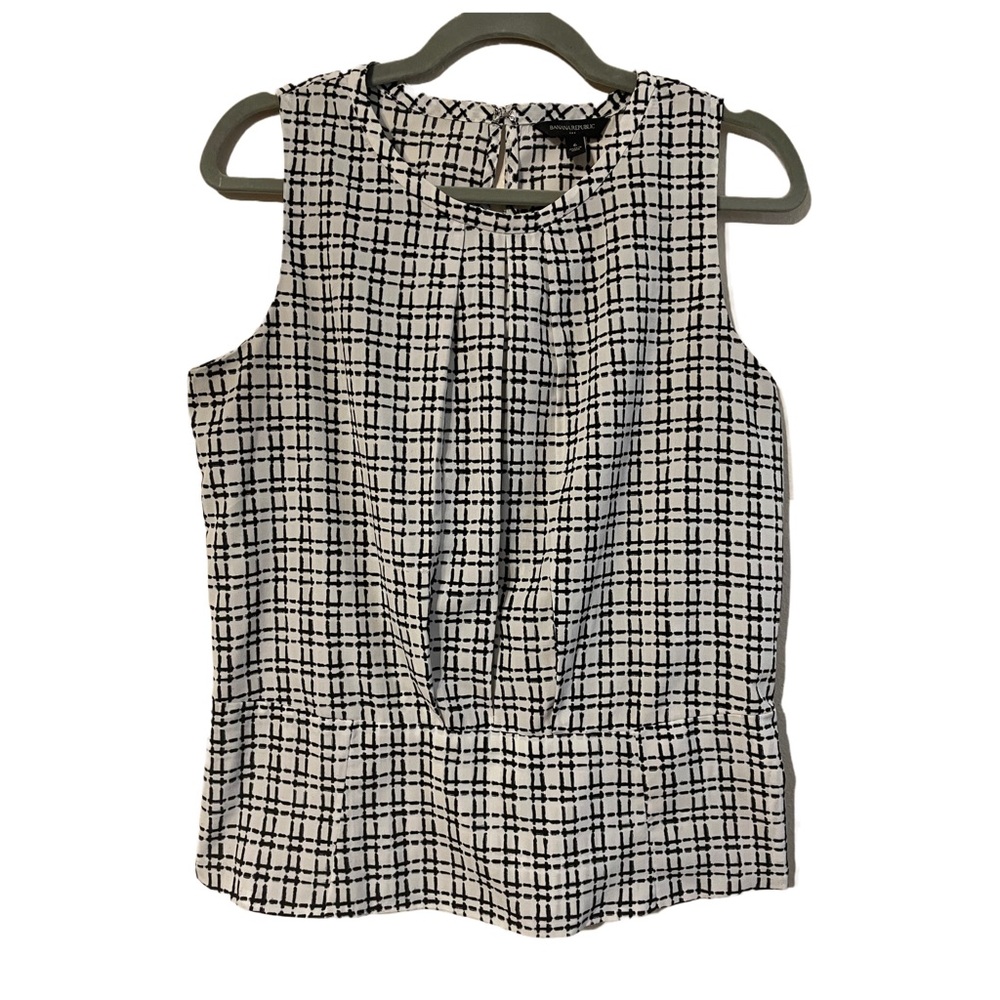 Banana Republic Abstract Plaid Peplum Dress Shirt